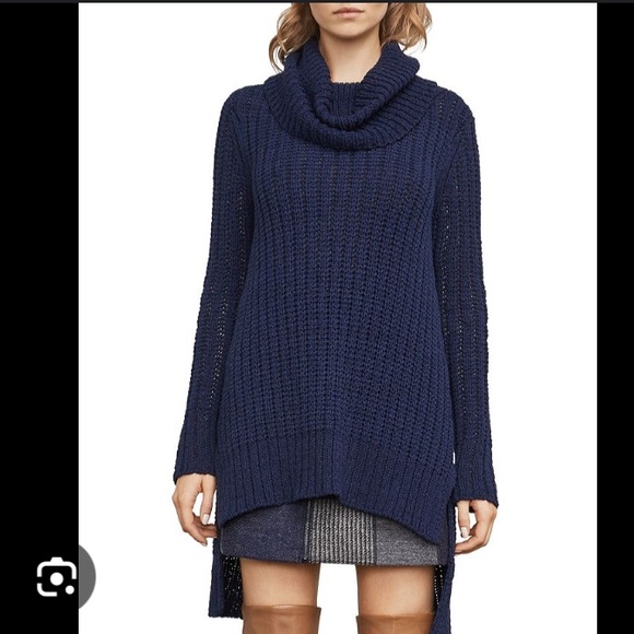 BCBGMaxAzria Sweaters - BCBG Max Azria Jules Hi Lo Cowl Splitback Chunky Knit Sweater WHITE